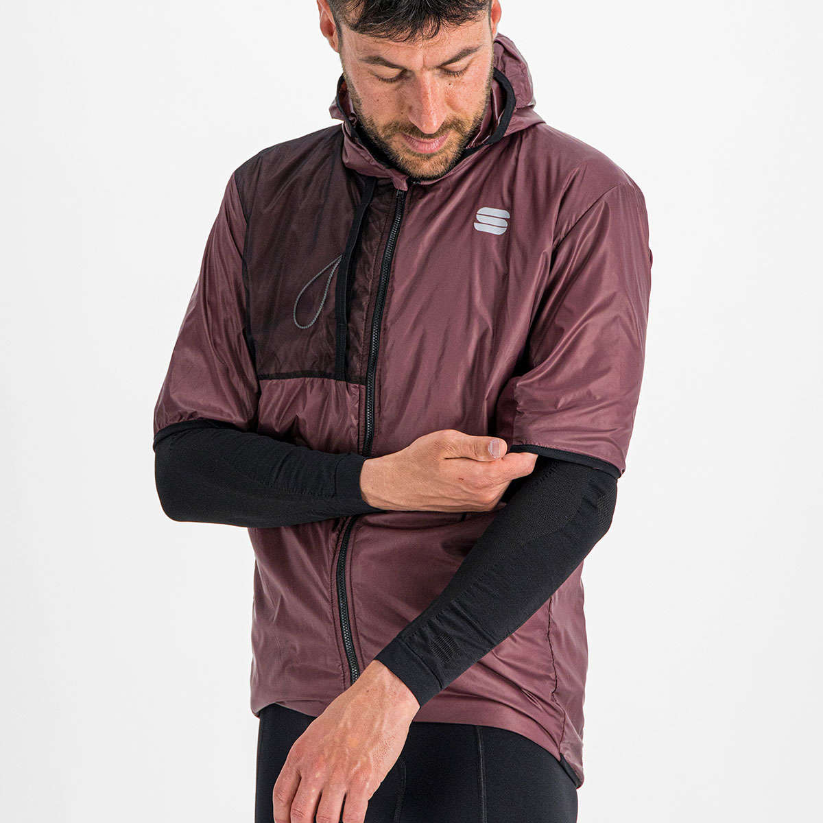 Sportful Supergiara Puffy Fietsjack Korte Mouwen Donkerrood Heren