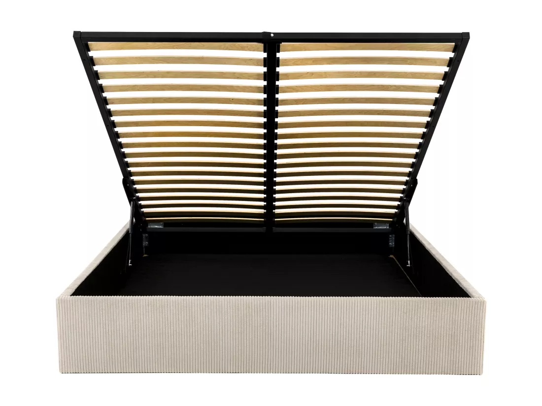 Sommier coffre 140 x 190 cm en velours côtelé - Crème - PONTOS II de YSMÉE