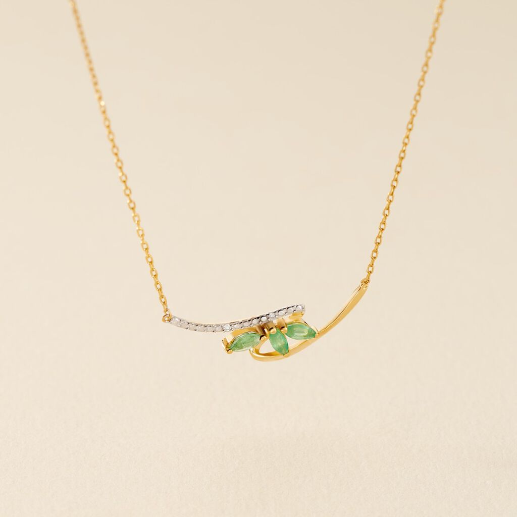 Collier Or Jaune Caetlin Emeraude Diamants