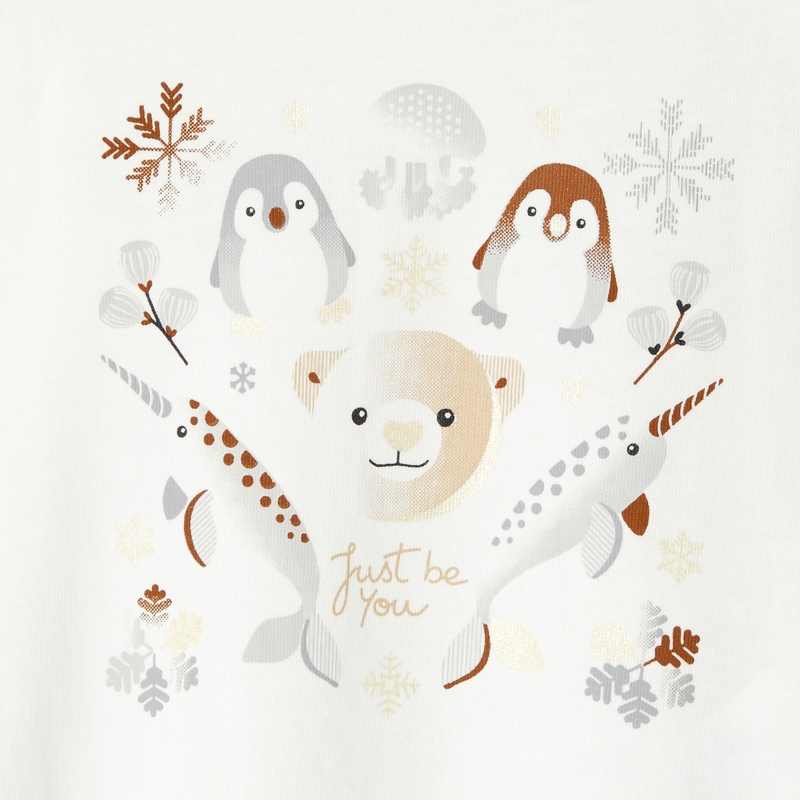 T-shirt impression animaux marron bébé fille