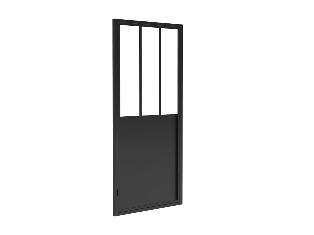 Porte de douche pivotante noir mat style atelier - 80 x 195 cm - URBANIK