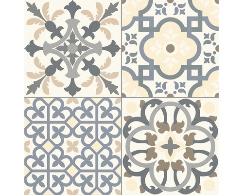 Porseleinen wand- en vloertegel Heritage grijs in 19 verschillende designs 33,15 x 33,15 cm