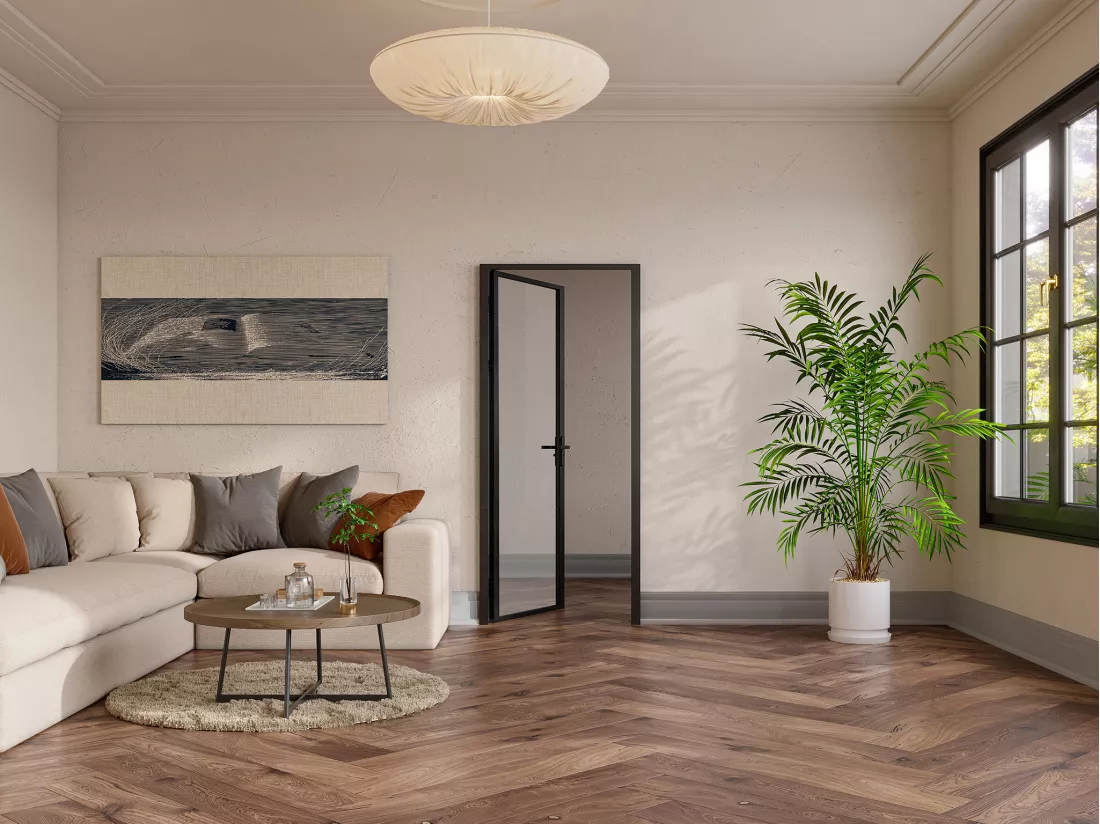 Bloc porte réversible en aluminium et verre trempé - H204 x L93 cm - Noir - LOXTON