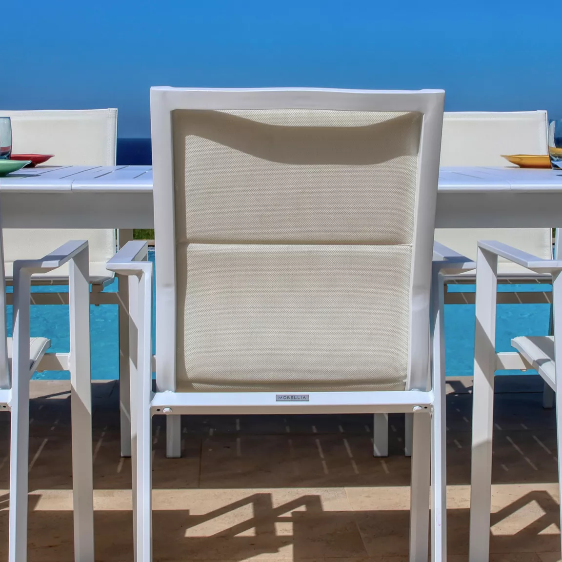 Fauteuil de jardin empilable aluminium Portofino Blanc