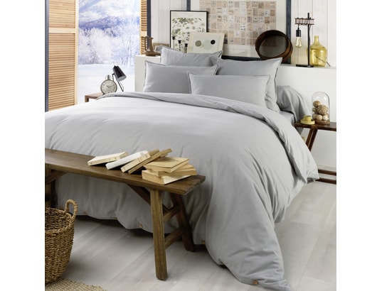 TERRE DE NUIT - Housse de couette flanelle gris 260x240 cm