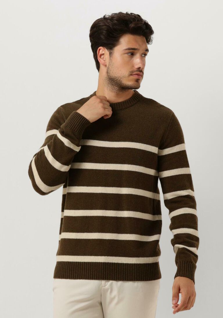 ANERKJENDT donkergroene anerkjendt trui akrico stripe lambswool