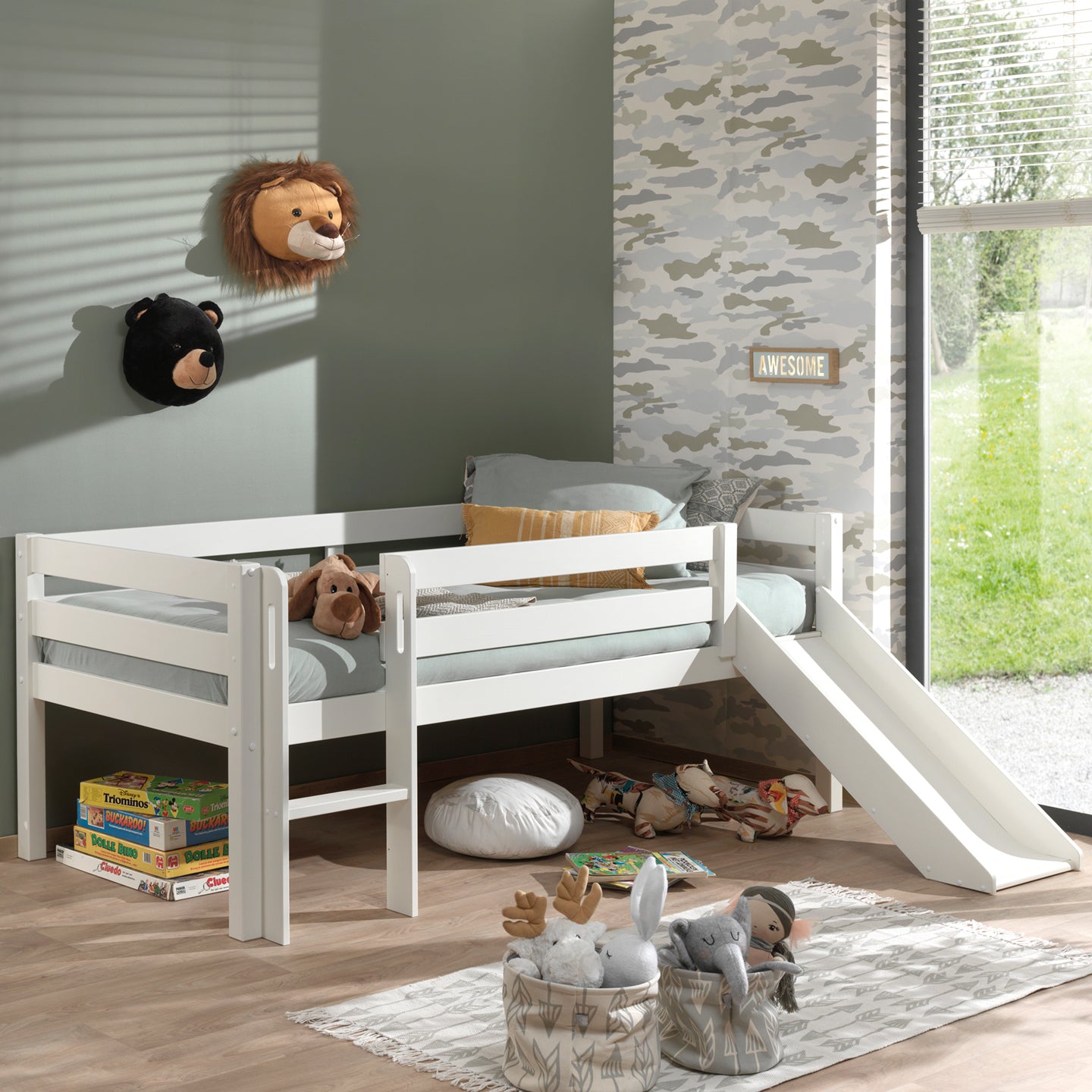 Vipack Pino Halfhoogslaper met Glijbaan 90 x 200 cm - Wit