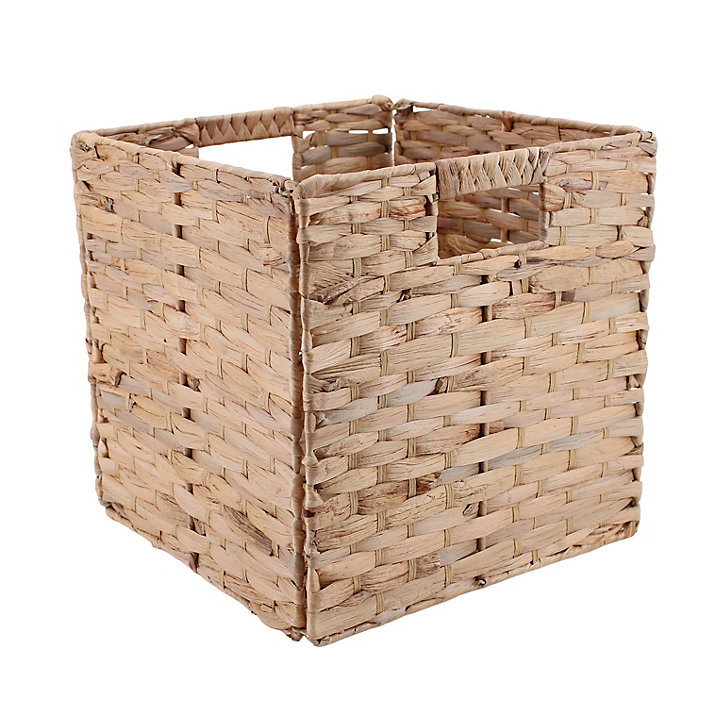Panier de rangement pliable cube en jacinthe d'eau Norasia motif régulier