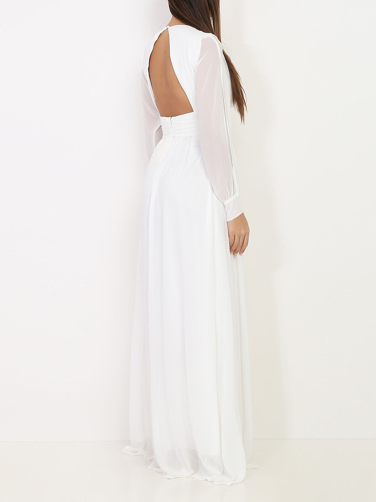 Robe longue à manches ouvertes- Blanc