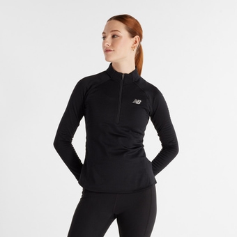 New Balance Athletics Heat Grid Half Zip Langarmshirt Black Damen