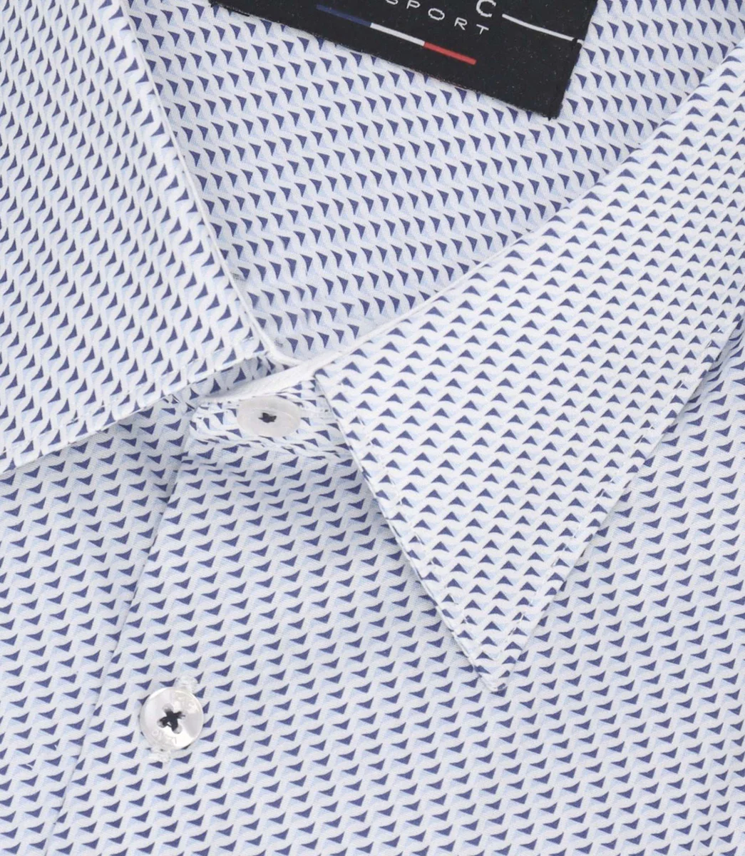Chemise slim à imprimé micro motifs bleu MATHIS