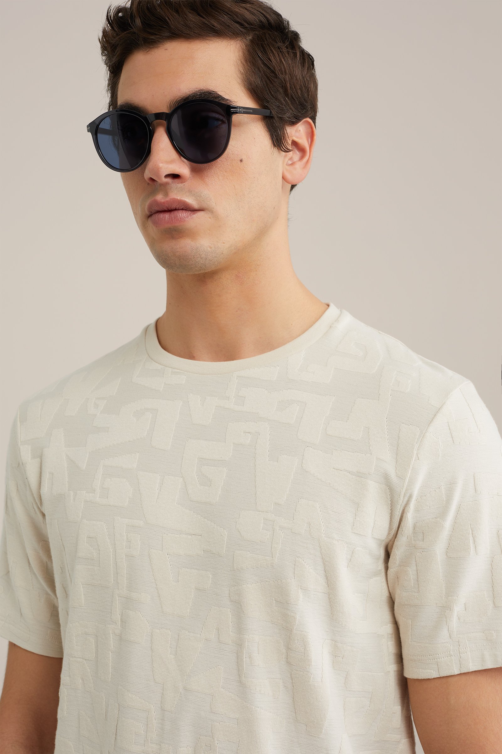 T-shirt met structuur Van Gils Beige
