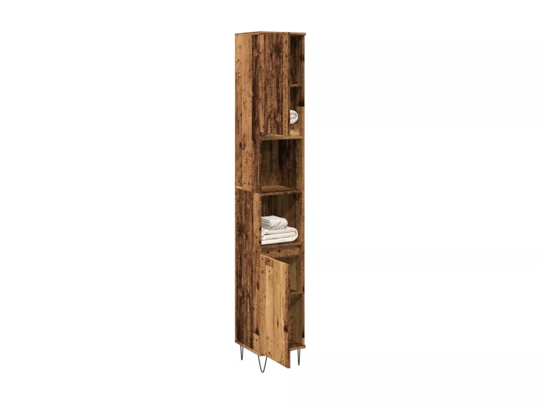 Armoire de salle de bain vieux bois 30x30x190cm bois ingénierie