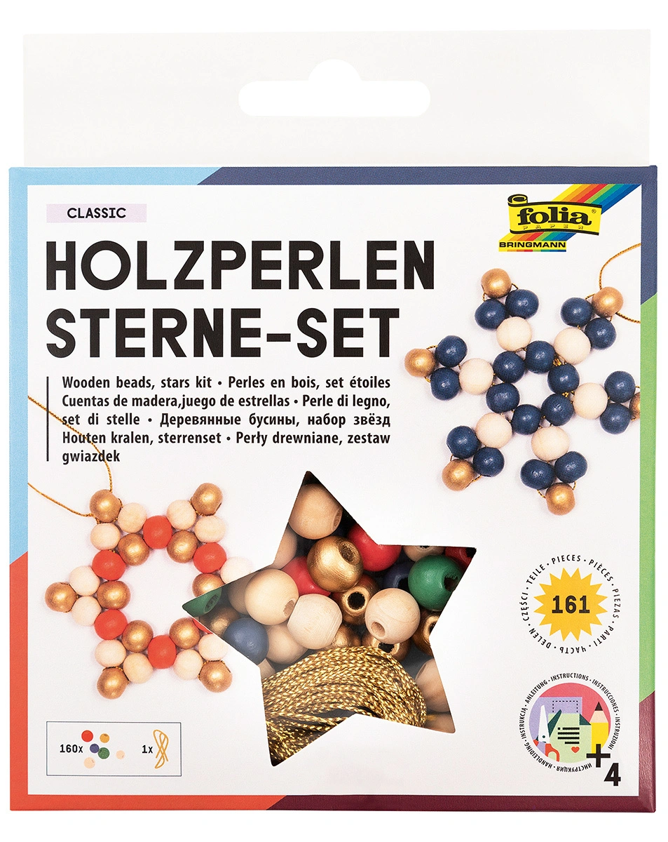 Holzperlen Sterne-Set CLASSIC 161-teilig
