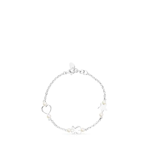Pulseira de prata e pérola de 17,5 cm, autêntica Sisy.
