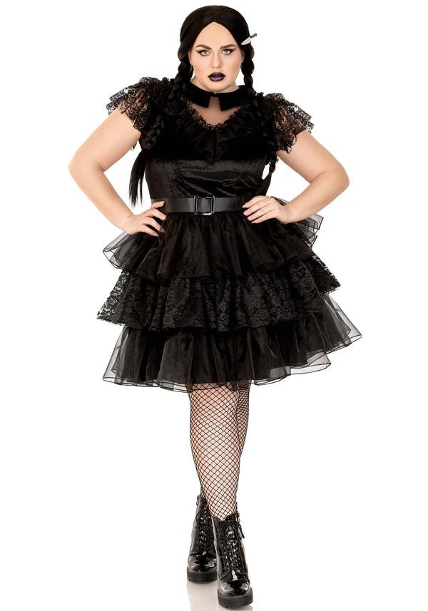 Raving Rebel Wednesday Jurk Dames Plus Size Leg Avenue