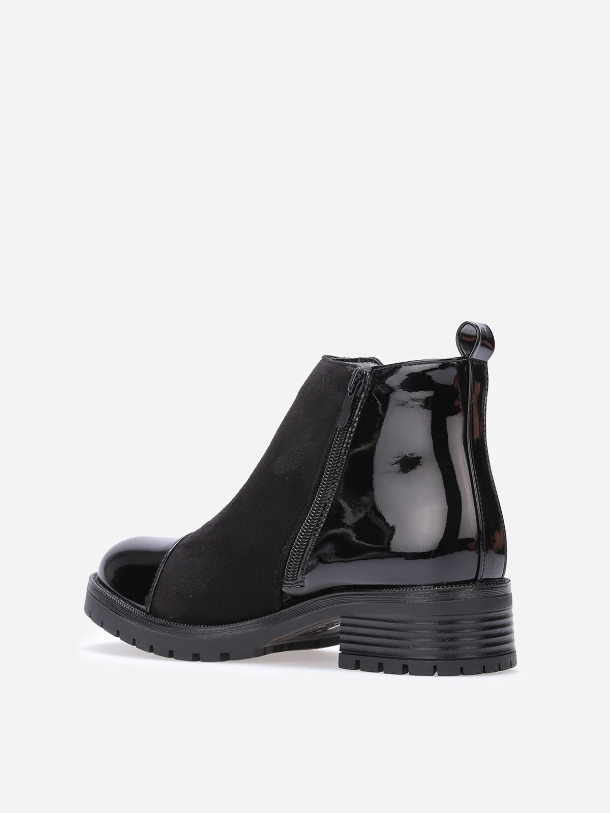 Chelsea bi-matières à zip décoratif- Noir