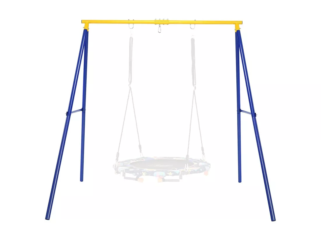 Portique de Balançoire pour Enfants en Forme de A Charge 250KG avec 2 Méthodes de Fixation Piquets d'Ancrage 194x180x180cm