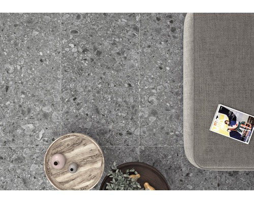 Porseleinen wand- en vloertegel Terrazzo Donaugrijs 60 x 120 cm gerectificeerd