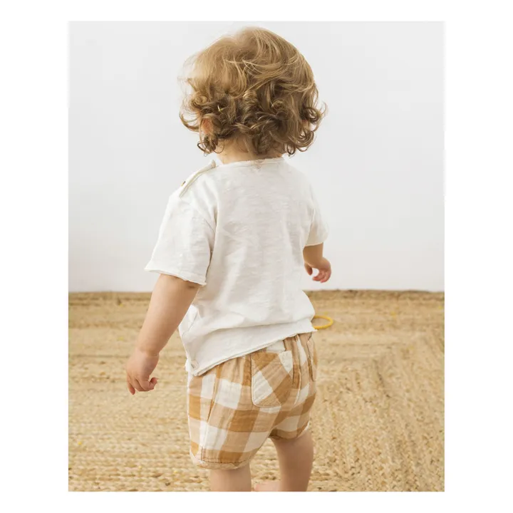 Búho Short Gaze de Coton Responsable Carreaux | Ecru