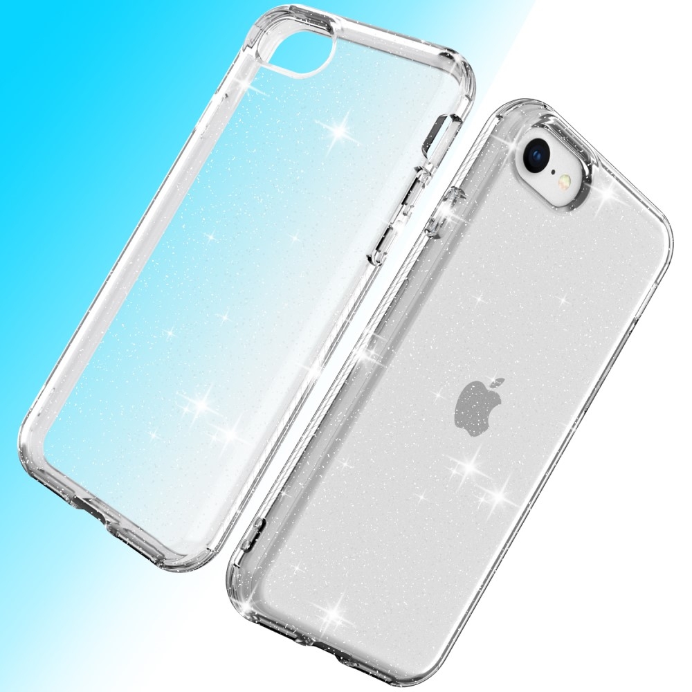 iPhone SE (2022/2020) / 8 / 7 / 6S Gummi Case Schutzhülle im Glitzer Design - Silber / Transparent