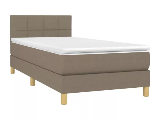 Sommier tapissier avec matelas et LED Taupe 90x190 cm Tissu