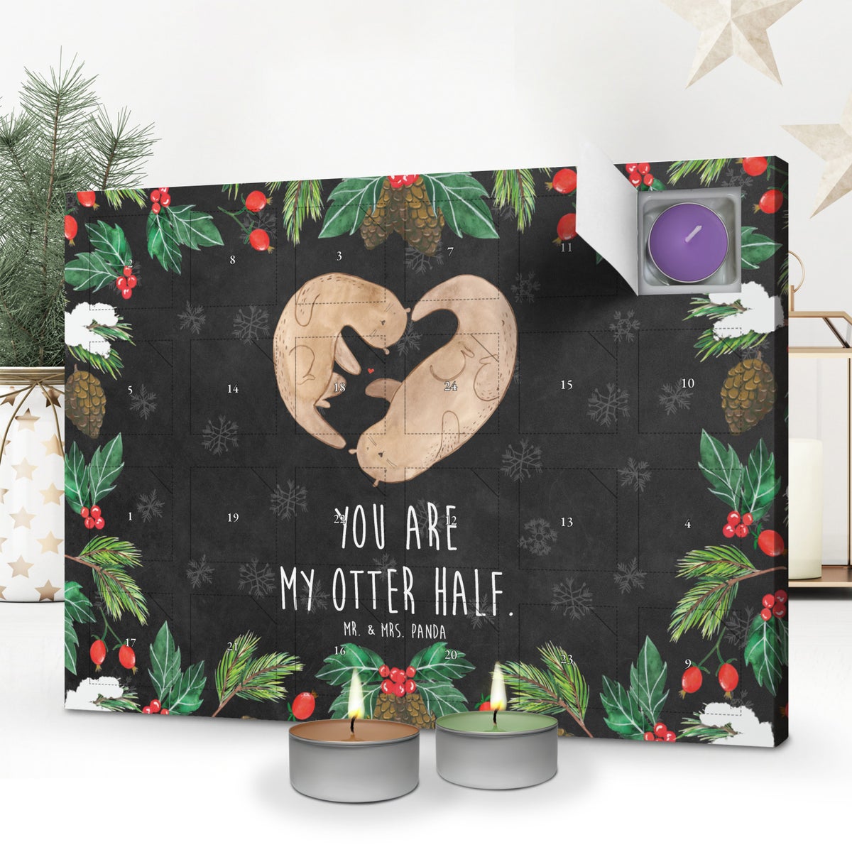 Mr. & Mrs. Panda Geurkaars Adventskalender Otter Hart - Zwart
