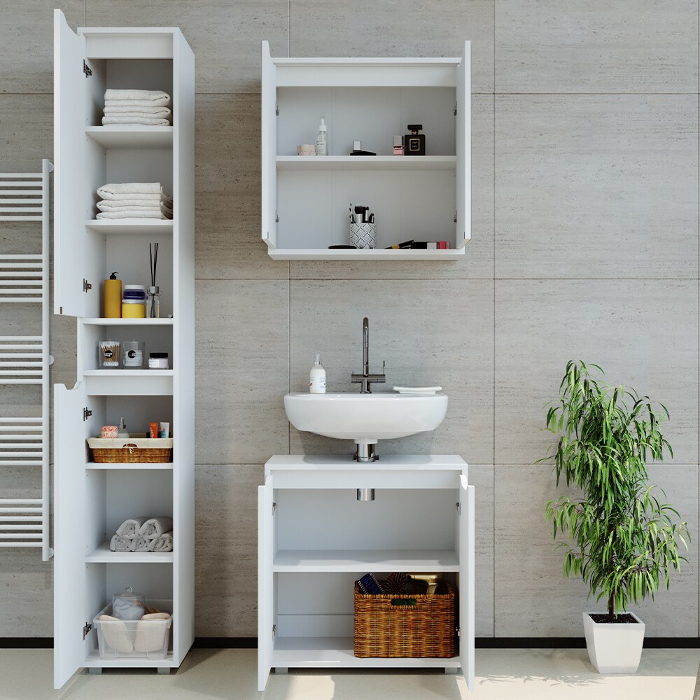 Vicco Badmöbel Set Badezimmermöbel Ruben Spiegelschrank Waschtisch Hochschrank