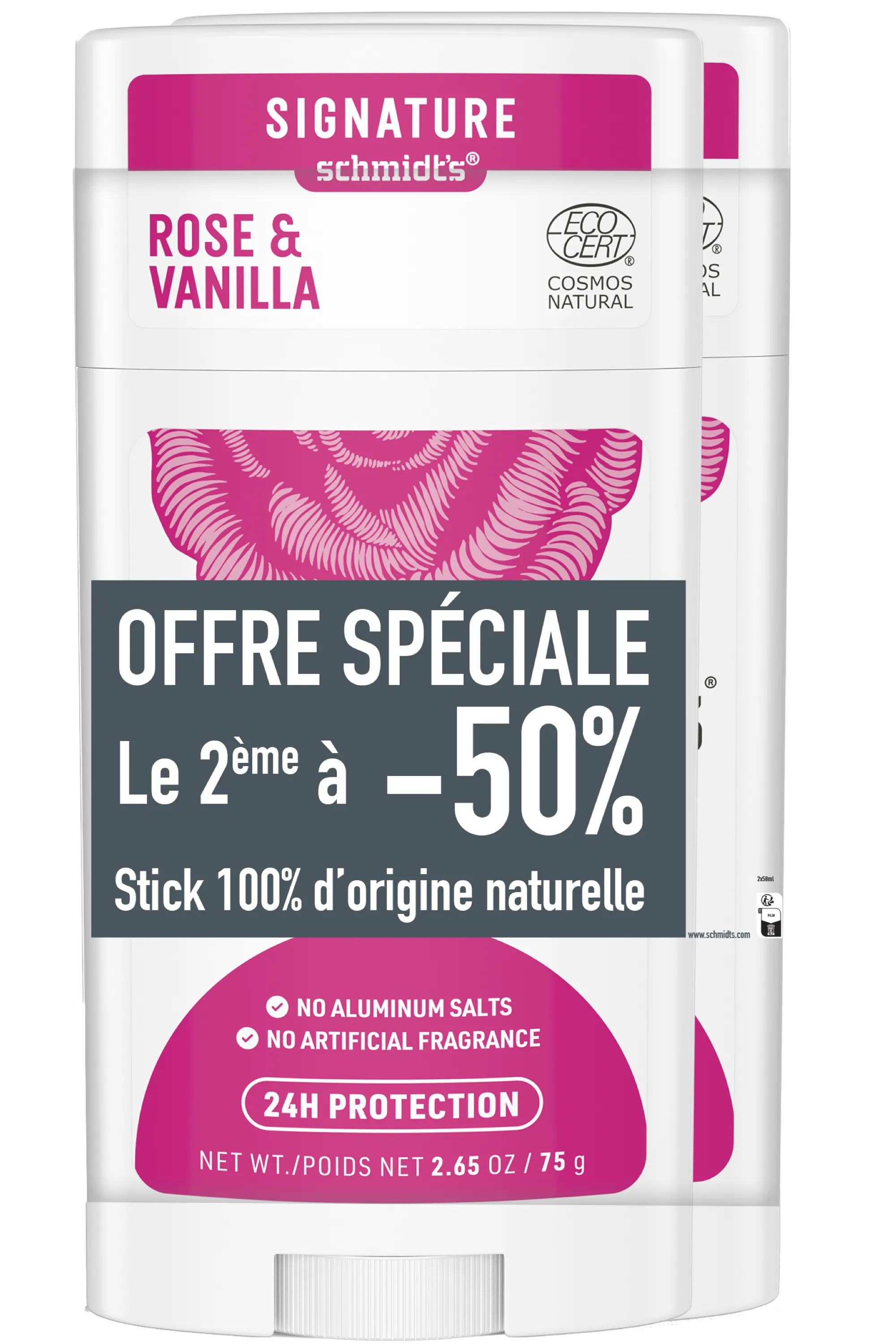 Schmidt’s Duo de déodorants stick Rose & Vanille-116 ml