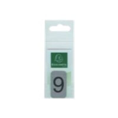 Exacompta - Plaque adhésive chiffre 9 - 25 x 44 mm - aluminium brossé