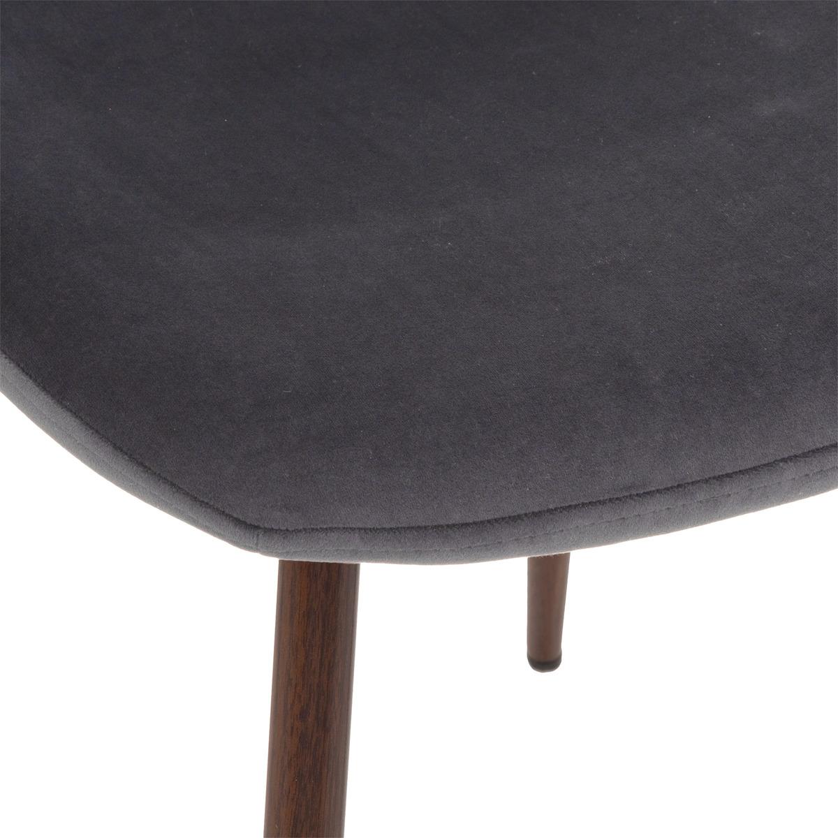 CHAISE VELOURS IMITATION NOYER ROKA ARDOISE