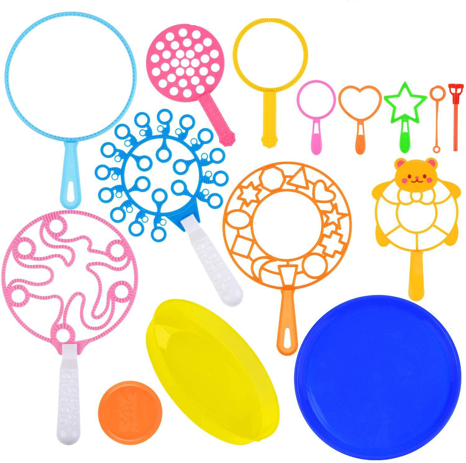 (16-tlg. Set) Kinder Seifenblasen Spielzeug DIY Outdoor Bubble Maker Riesenseifenblasen Stäbe Zauberstab - Assortiert