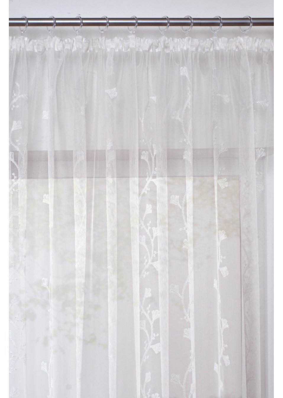 Voilage store avec broderie florale