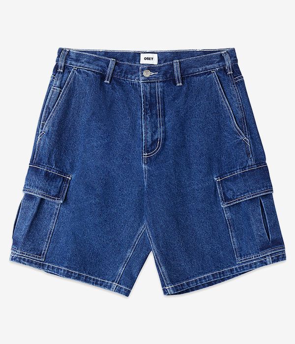 Obey Bigwig Denim Cargo Shorts (stone wash indigo)