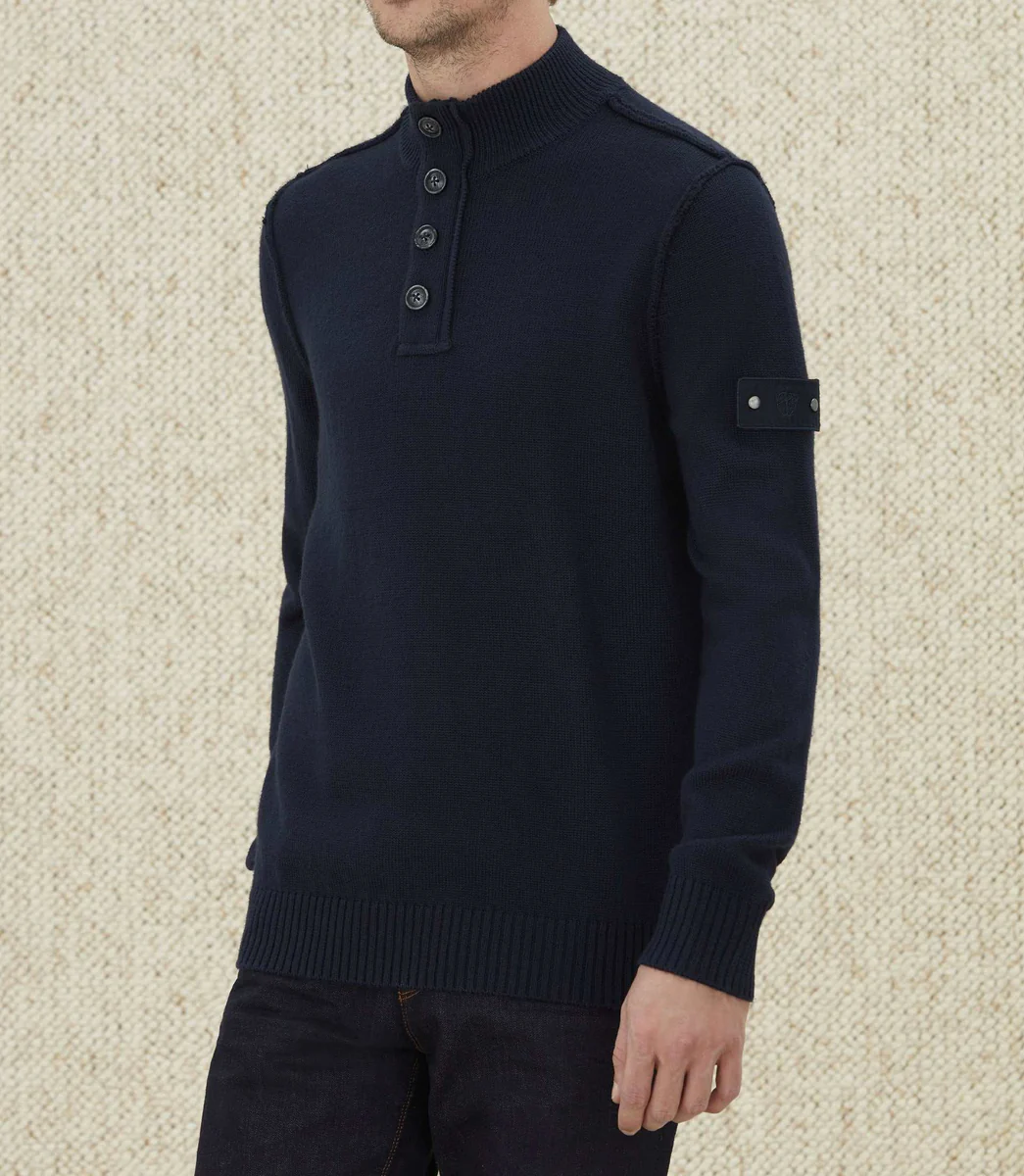 Pull col montant zippé marine 
