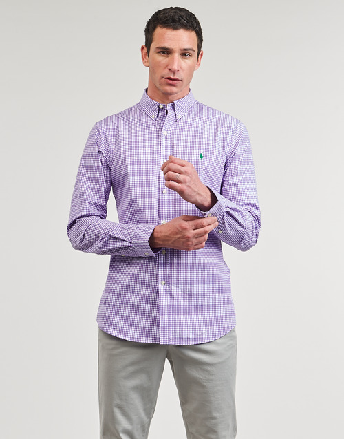 Polo Ralph Lauren - CHEMISE AJUSTEE SLIM FIT EN POPELINE RAYE Violeta / Blanco / Lavanda / Blanco