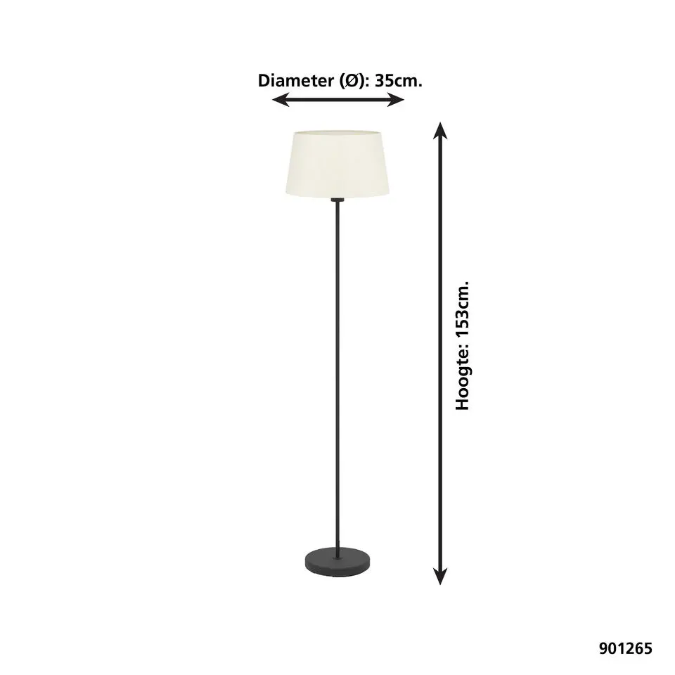 EGLO Febres Staande lamp - E27 - teddy stof - Zwart/Wit