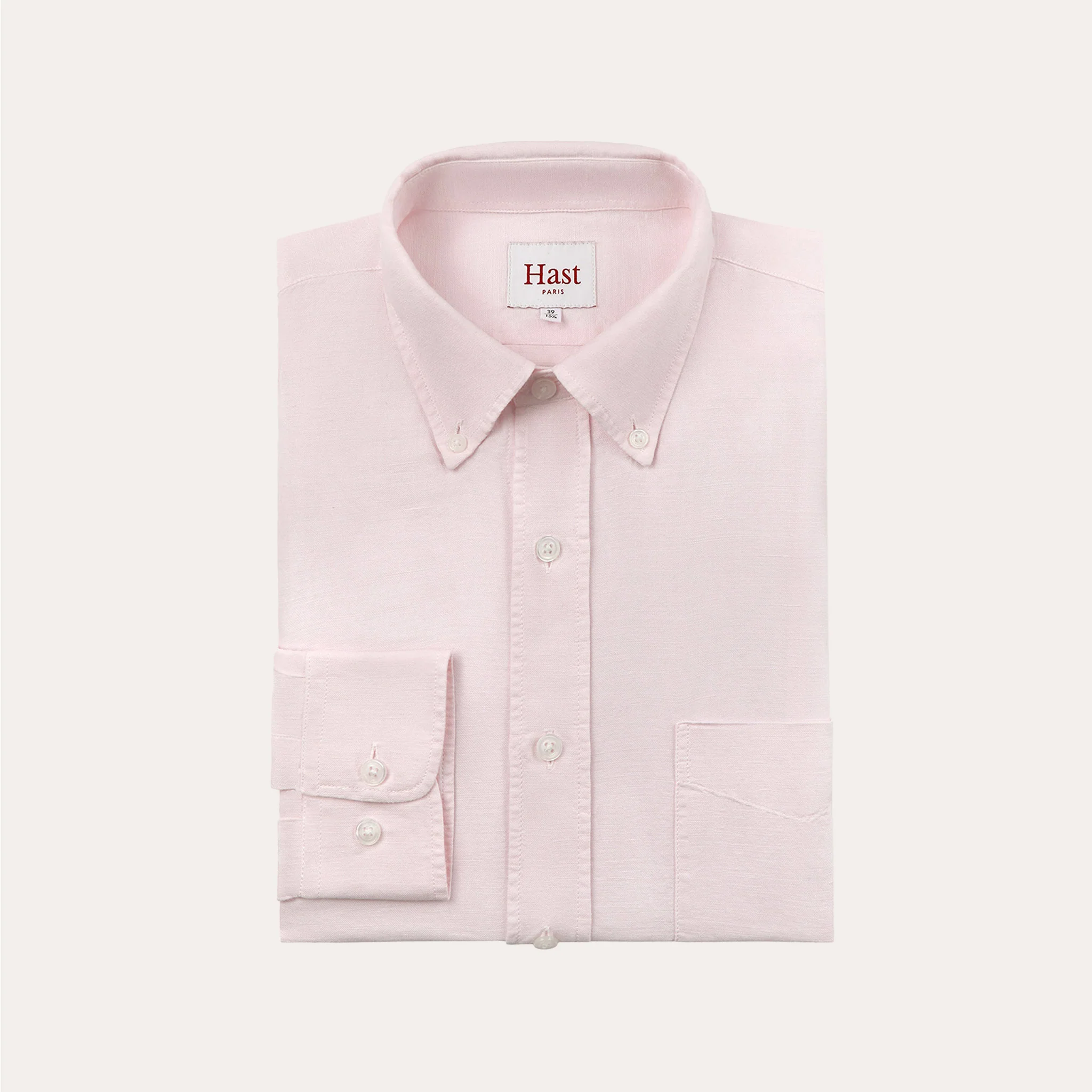 Pale pink linen and cotton shirt
