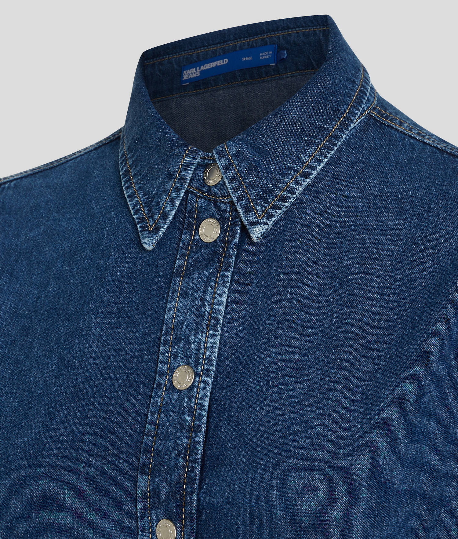 ROBE EN JEAN À MANCHES BOUFFANTES ET CEINTURE KLJ