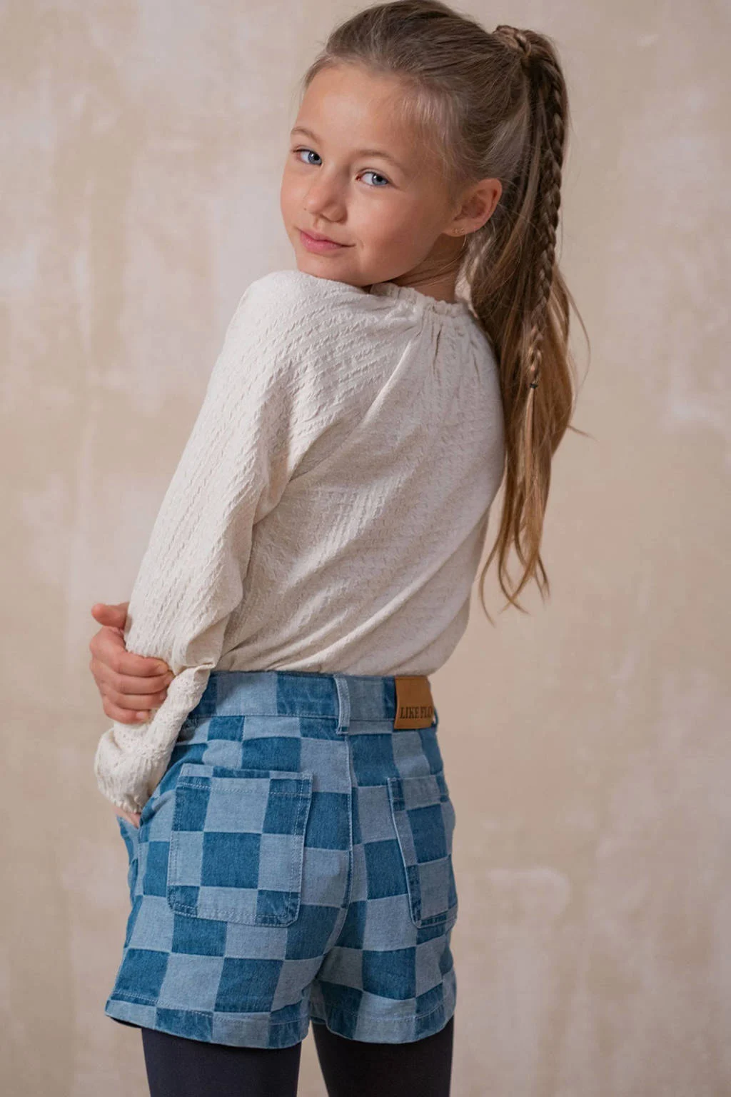 Like Flo denim regular casual short blauw