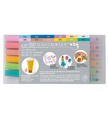 Zig Tuschen - Clean Color DOT - 12 st.