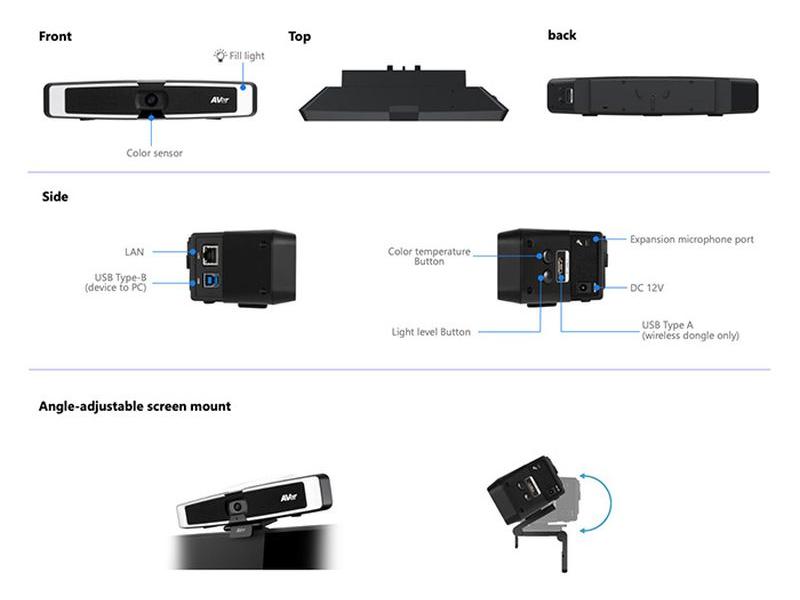 AVer VB130 Collaboration Bar 4K 60 fps 4K-Videobar mit intelligenter Beleuchtung für Huddle Rooms