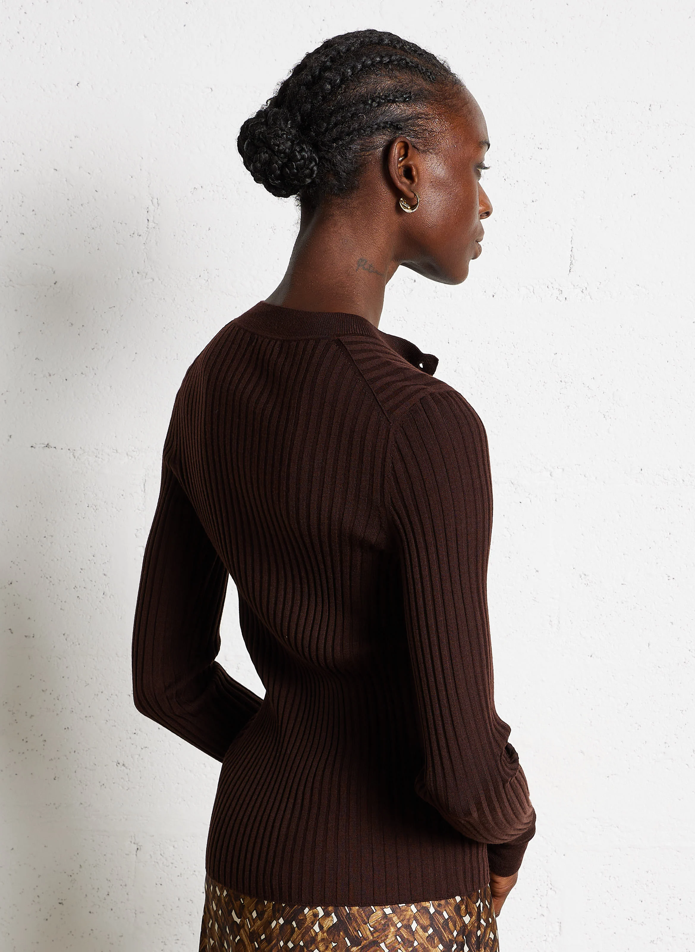 BUFFALO - Pull col rond en laine de mérinos | Marron