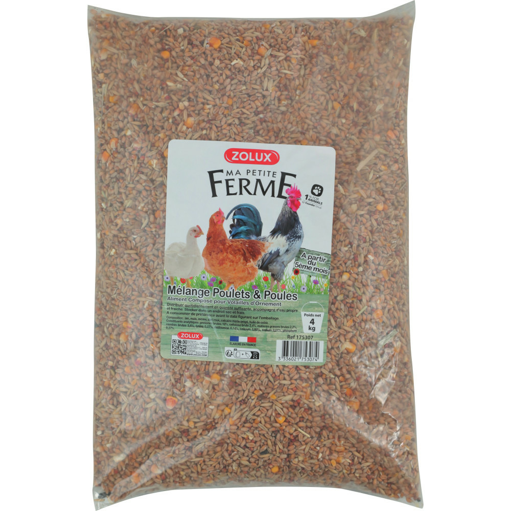 Aliment composé mélange poulets et poules 4 kg basse cour