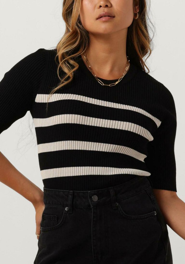 CO\\'COUTURE zwarte co'couture t-shirt badoe strip midi sleeve knit