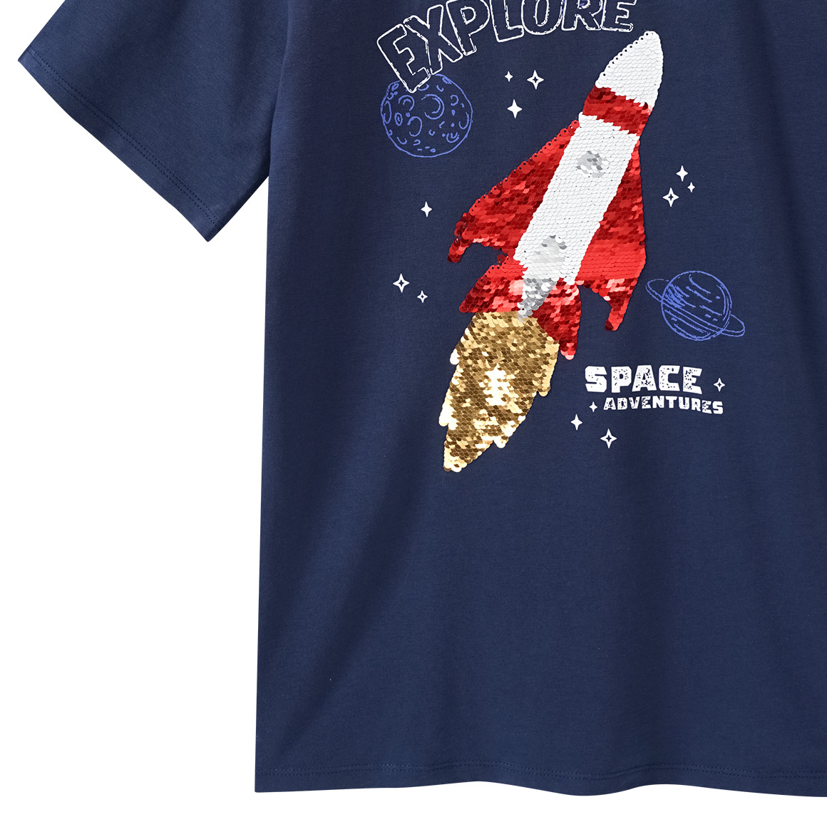 Yigga Jungen T-Shirt mit Wendepailletten dunkelblau