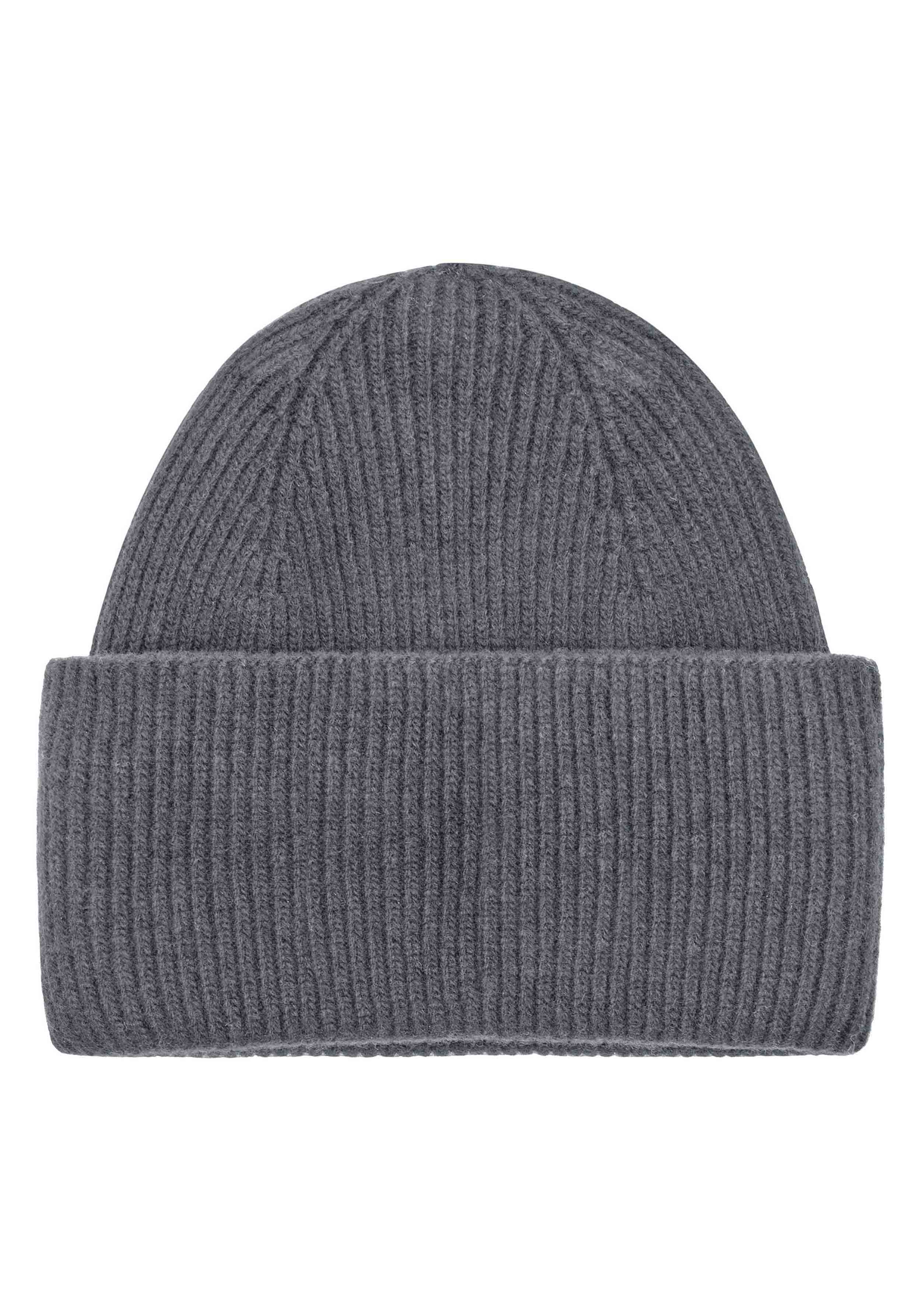 Knowledge Cotton Apparel Beanie Cashmere Rib Beanie Dark Grey Melange