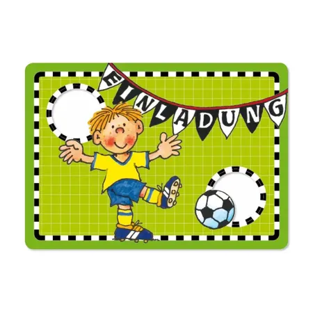 Lutz Mauder Stanzkarte Einladungs-Set Fußballer Fritz Flanke