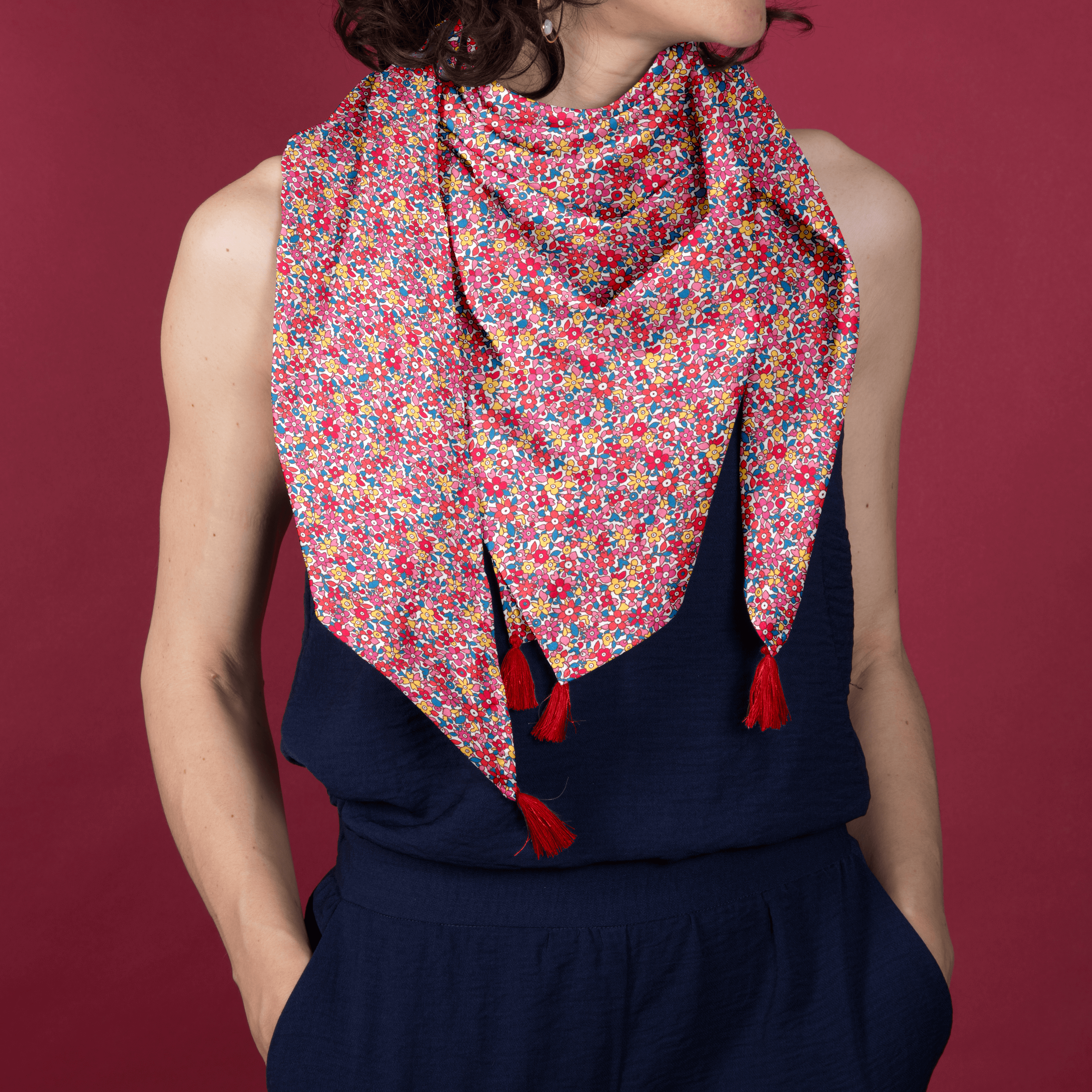 Foulard Pompon Cocktail De Fleurs