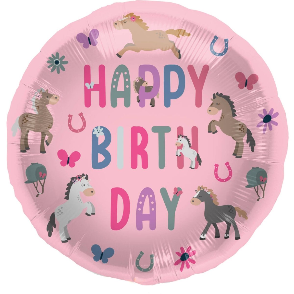 Happy Birthday Helium Ballon Paarden Leeg 45cm